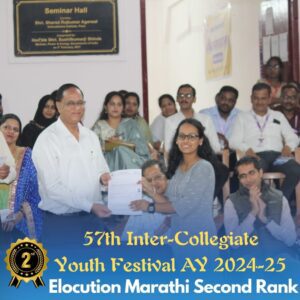 MU Youth Festival Elocution Second Rank Zonal